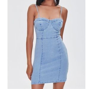 Forever 21 Denim Sweetheart Mini Dress - size L